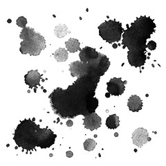 Abstract hand drawn watercolor blots set. Artistic vector design elements. Vector illustration.