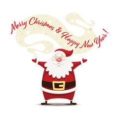 Santa wishes Merry Christmas and Happy New Year