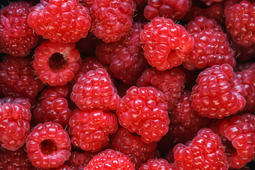 background of fresh ripe raspberries