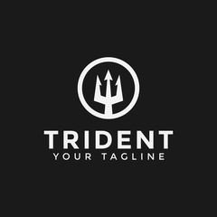 Circle Trident Neptune Poseidon logo design Template
