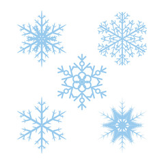 five different snowflakes for winter collages and designs