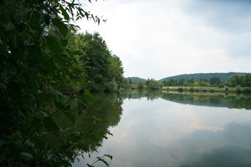 The Danube and its old waters are photographed in Bavaria near Regensburg