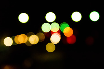 Blurred lights of the railway station. Bokeh background