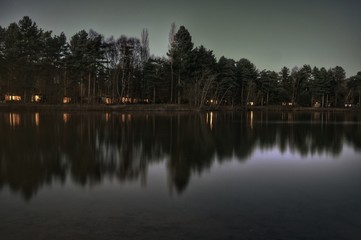 reflection of trees in lake