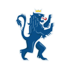 Heraldic lion. Vector illustration of a Royal lion standing on its hind legs.