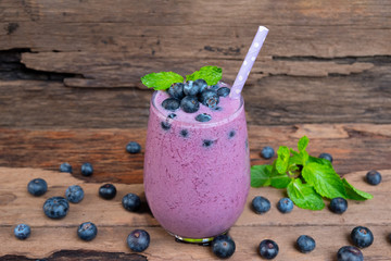 Blueberry smoothies purple colorful fruit juice milkshake blend beverage healthy high protein the...