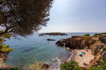 Saint-Raphael, Var, France - Small creek and Ile des Vieilles