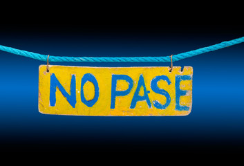 No Pase sign blue & black background