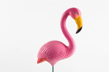 Poster roze flamingo op een roze achtergrond © Loulou02