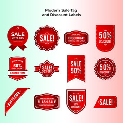 Set of modern sale tag and discount labels