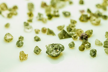 diamonds, raw stones on a plate