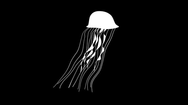 Moving jellyfish seamless looped animation white hand drawn