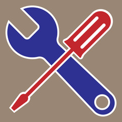 Vector illustration of tools with a screwdriver and a wrench. Logo tools. Icon.