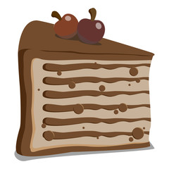 Vector illustration of a piece of cake. Cake. Chocolate piece of cake.