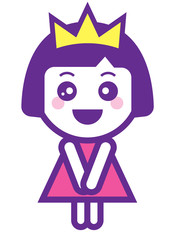 Cute princess girl with crown dressing pink colour blouse character - vector character