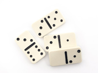 Dominoes pieces on white background