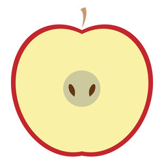Vector illustration of a red apple. Half an apple. Apple in a cut.