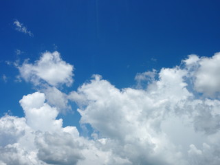Stratocumulus white clouds in the blue sky natural background beautiful nature environment space for write