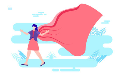 empowered woman standing in superhero cape