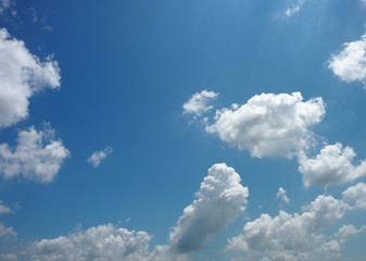 Stratocumulus white clouds in the blue sky natural background beautiful nature environment space for write