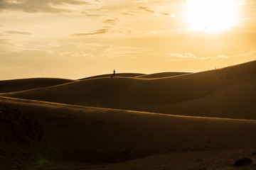 Obraz na płótnie Canvas Beautiful sand dunes in red sand dune desert, Muine Vietnam, at sunrise