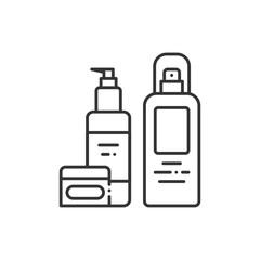 Long-term styling products black line icon. Cosmetics: styling spray, gel. Beauty industry. Pictogram for web page, mobile app, promo.