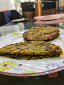 Healthy indian stuffed parotha.