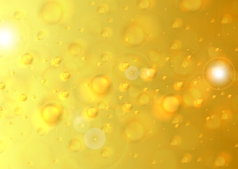 Vibrant yellow golden bokeh lights particles abstract background. Vector glowing shiny design