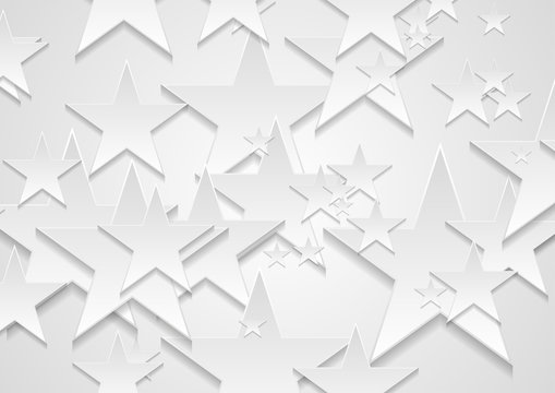 Grey and white paper stars abstract corporate background. Vector design