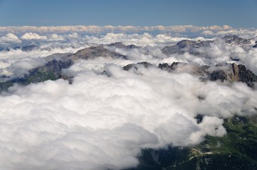 Mer de nuages depuis l'Aiguille du Midi, Mont-Blanc, Haute Savoie, France