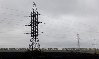 High voltage power line passing in the countryside