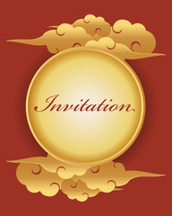 Vector of invitation card template, background and frame border. Thai art style floral vintage illustration design