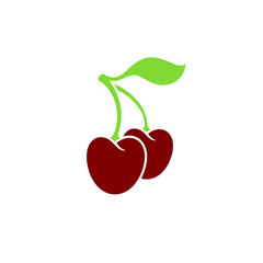 Cherry. Logo. Isolated berries on white background