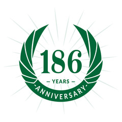 186th years anniversary celebration design. One hundred and eighty-six years logotype. Vector and illustration.