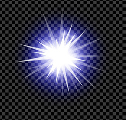Fototapeta premium Bright glowing and shining star flares effect isolated on transparent background. Vector illustration