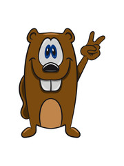 Biber süss witzig niedlich freuen victory Holz Damm Wasser Wald Tier Nagetier schwimmen Bach Fluss Fell mehrfarbig