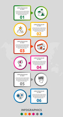 Vector infographic 3D template circles for six labels, diagram, graph, presentation. Business concept with 6 options. Blank space for content, step for step, timeline, workflow, marketing, web