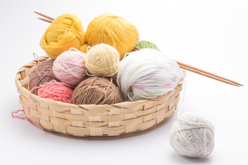 Ball of wool on a white background