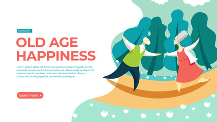 Elderly couple dancing in the park.