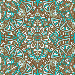 Mandala vector seamless pattern background. Tribal ornament.