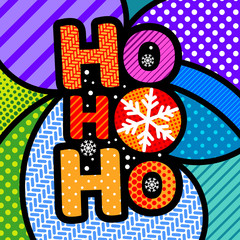 Ho Ho Ho Christmas pop art modern vector design element