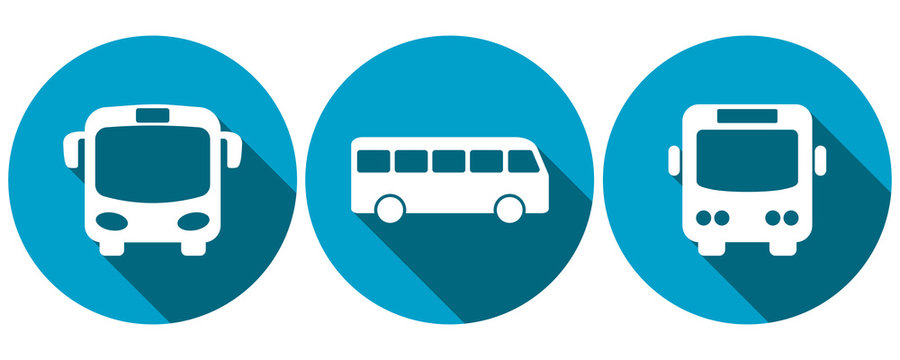 Symbols for bus transport, front and side views