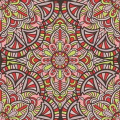 Mandala vector seamless pattern background. Tribal ornament.