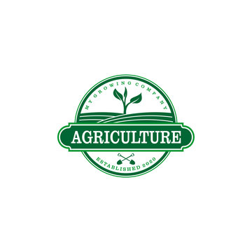 Farming seeds logo design - growing botanical agriculture environment