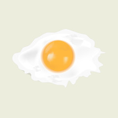 Fried egg on a white background. Vector.