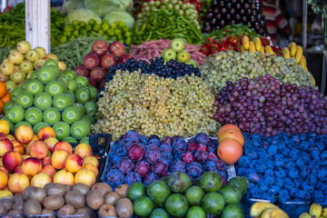 Naklejka na ściany i meble Organic fruits at the farmers market in Bodrum, Turkey