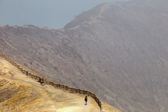 Young woman, Ijen volcano, Java, Indonesia