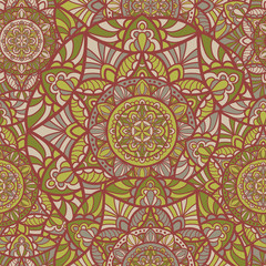 Mandala vector seamless pattern background. Tribal ornament.