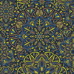 Mandala vector seamless pattern background. Tribal ornament.