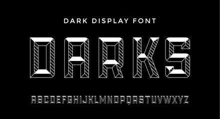 3D Modern Font . Dark modern line alphabet